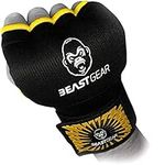 Beast Gear Advanced Inner Boxing Gloves Gel Mitts for Combat Sports, MMA and Martial Arts (Black Yellow/Medium)