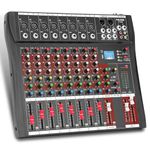 FULODE 8 Channel Audio Mixer, CT-80S Professional Music Mixer Board DJ Mixing Console with Reverb Bluetooth MP3 Player 48V Phantom Power Supply USB Recording for Studio Karaoke Live Performance