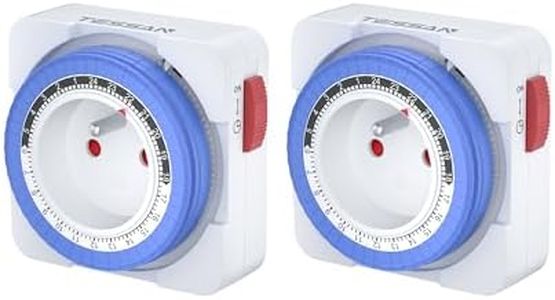 TESSAN Prise Minuteur Programmable 24 Heures, Programmateur Courant 3680W, Timer Prise Electrique à 96 Segments, Intervalle de 15 Minutes, Minuterie de Cycle Quotidien, pour Lampes