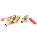 uxcell Ball Valve Water Fuel Line Shut-Off Valve, 8mm Hose Barb to 8mm Hose Barb, Hose Pipe Tube Fittings, 180 Degree Operation Handle, Brass Valve, Pack of 3