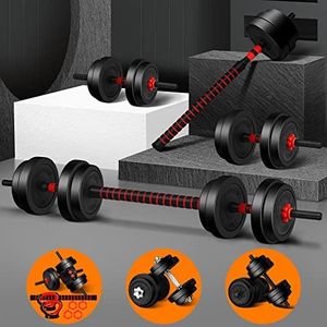 BLACK LORD Adjustable Dumbbell Barbell Set 20KG Standard Weight Plates with Connecting Rod 4-in-1 Exercise & Fitness Equipment for Home Gym Body Workouts Strength Training