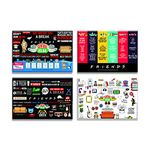 MCSID RAZZ Friends TV Series Combo Pack of 4 Rectangular Fridge Magnet ( Infographic + Quotes + Doodle + Character ) Officially Licensed by Warner Bros, USA Best Valentine's day Gift