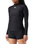 Speedo Women's Long Sleeve Sun Protection Rash Top | UV Protection | Rash Guard, Black/White, L