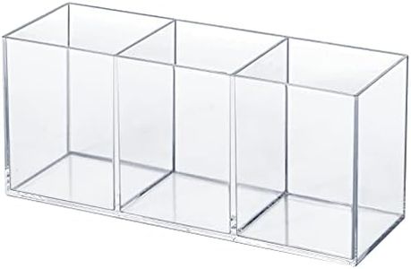 elysolpluv Clear Acrylic Silverware & Pen Organizer Caddy, Transparent Plastic Silverware Holder, Perfect for Office, Bedroom, and Bathroom Storage