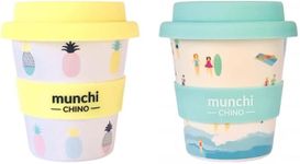 munchi Babyccino Cup Twin Pack for Kids and Adults - Pineapple + Beach Design, Reusable Cup Includes Silicon Straws, 120ml Capacity (4oz)