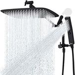 G-Promise All Metal 14 Inch Shower Head with Massage Mode Handheld, Rain Shower Head with Handheld Spray Combo, 3-Way Diverter with Pause Setting, 12 Inch Adjustable Extension Arm (Matte Black)