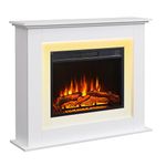 FLAMEKO Savannah Electric Fireplace with 39" surround and Realistic Flame Effect Heater White Multiple Colours Available