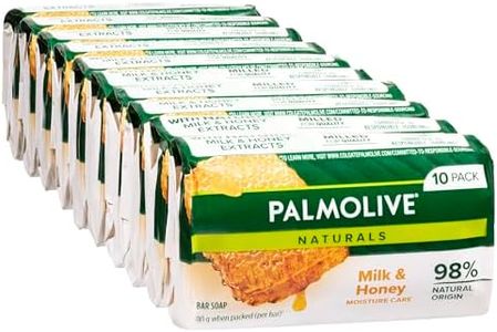 Palmolive Naturals Bar Soap, Moisture Care with Natural Milk & Honey, Triple Milled for Quality, Moisturising Ingredients, Dermatologically Tested, 10 Pack x 90g