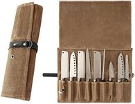 Chef Knife Roll Bag, 9 Pockets Canvas Knife Case, Knife Bag, Knife Wrap Wallet, Cutlery Knife Pouch Holders Protectors for Chef Knives Kitchen Utensils, Tool Roll (Brown)