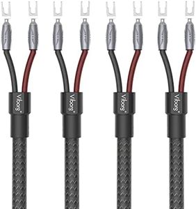 Viborg VS901 Hi-end Speaker Cable 6.6FT/2M 16 Strands 19.5 AWG Φ18MM Durable Braided HiFi Multiplex OFE Copper Audiophile Speaker Wire with VS701R Rhodium-Plated Copper Speaker Cord Fork Spades