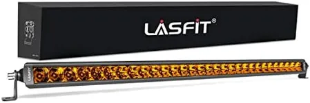 LASFIT 32 inch Amber LED Light Bar, 8650LM/2000K Single Row Light Bar, Spot Flood Combo LED Bar, Yellow Off Road Driving Lights for Ram, Truck, Pickup, SUV, ATV