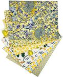 RUIZHEN Sunflower Loquat Checked Quilting Fabric Fat Quarters,Yellow Cotton Fabric Bundles,7pcs 18 x 22 inches