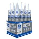 GE Silicone 1 Window & Door, Clear All Purpose Sealant, 298 ml Cartridge, Pack of 12