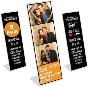 Photo Booth Nook | 2x6 Slanted Photo Booth Frames (5 Count) | Crystal Clear Acrylic Photo Booth Picture Frame with Black Inserts