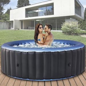 Miweba MSpa Whirlpool Outdoor Bergen | 4 Personen Pool - Spa ⌀ 180.0 cm - Hot Tub - Aufstellpool mit Fernbedienung - Aufblasbarer Whirlpool - Swimmingpool aufblasbar - 118 Düsen - 1077 Liter (4 Pers.)