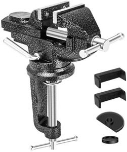 Wiselifetech Table Vise 3 Inch Bench Vise Heavy Duty Clamp-On Vice with Anvil,360° Swivel Base Portable Clamps Tools for Workbench,Woodworking,Cutting Conduit,Drilling,Sawing,Metalworking,Craft,DIY