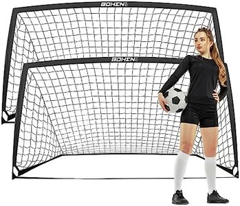 BOHEN 9x5FT Portable Soccer Goal for Kids Backyard with Carry Bag - Easy Folding Lightweight Fun for Outdoor Indoor Training Games for Teen Youth Adult (Black, 9x5FT, 2 Pack)