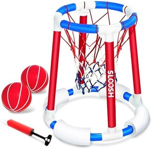Sloosh Pool Basketball Hoop Toys, Floating Basketball Pool Game, Swimming Pool Floats Toys with Balls Pump, Summer Outdoor Water Play Toy for Kids and Adults (Red Blue)