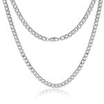 HSWYFCJY Men Chains Necklace Cuban Chain Mens Silver Curb Chain Necklaces Sturdy Cuban Link Chain Necklace Stainless Steel Boys 6/9mm Width, 18/20/22/24 Inches (20Inch (51CM), Width:6MM)