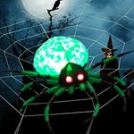 COSTWAY Halloween Inflatable Spider, Creepy Blow-up Spiders with LED Lights, Waterproof Halloween Decoration for Home, Yard, Garden, Lawn (Black + Green, with Cobweb)