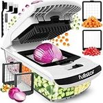 Vegetable Chopper Vegetable Cutter - Food Onion Salad Veggie Chopper with Container - French Fry Potato Dicer Slicer Cutter - Kitchen Tools & Gadgets (2-in-1 White)