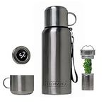 Thermos, Stainless Steel Water Bottle, Smart Bottle Water, 42 oz Tea Bottle with Infuser, Double Wall Water Bottle with LED Temperature Display, Keeps Beverage Hot or Cold for 12 to 24 Hours