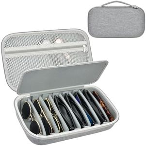 Travel Sunglass Organizer Case for Sojos/for Goodr/for Quay Polarized Sunglasses Men Women, Trendy glasses Storage Holder for Retro Oval/Rectangle/Round Aviator Shady Rays Glasses(Box Only)-Grey,L