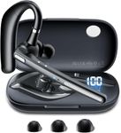 Bluetooth Headset with 72-Hour Talk Time & 500mAh Charging Case, Bluetooth V5.3 Headset with Noise Cancelling Mic – Wireless Earpiece Hands-Free Headphones for Office Trucker Driving Business,Black