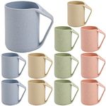 Okllen 12 Pack Wheat Straw Plastic Drinking Cups, 13.5 Oz Healthy Drinking Mugs, Eco-Friendly Mugs Party Cups Set for Water, Milk, Juice, Tea, Lightweight, 4 Colors