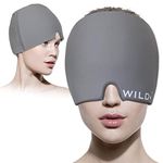 WILD+ Migraine Cold Cap, Gel Cold & Hot Therapy Headache Relief Ice Cap, Reusable Ice Heat Pack, Migraine Mask Used for Sinusitis/Tension/Stress/Puffy Eyes-Grey