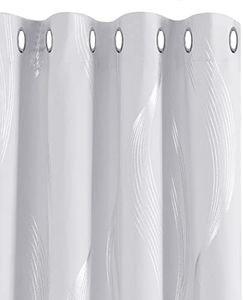 Deconovo Lot de 2 Rideaux Fenêtre Chambre Anti Chaleur Froid à Oeillets 140x240cm Rideau de Porte Salon Motif Ligne Argenté Occultant Thermique Anti Froid Gris Perle Cuisine