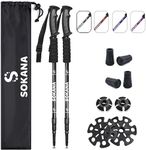SOKANA Walking Poles 2 Pack Folding Walking Sticks for Men and Women | Lightweight Trekking Poles with Quick Lock System for Hiking Climbing Camping - Black