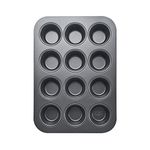 Chicago Metallic Non-Stick 12 Cup Muffin Pan, Grey