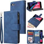 LBYZCASE Phone Case for iPhone 6 Plus,iPhone 6S Plus Wallet Case,Luxury Folio Flip PU Leather Cover[Zipper Pocket][Magnetic Closure][Wrist Strap][Kickstand ] for Apple iPhone 6/6s Plus-Blue