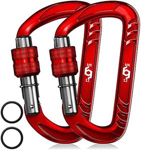 RHINO Produxs 12kN (2697 lbs) Heavy Duty Lightweight Locking Carabiner Clips with keyrings - Excellent for Securing Pets, Outdoor, Camping, Hiking, Hammock, Dog Leash Harness, Keychains, Water Bottle