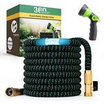 360Gadget Expandable and Flexible Garden Hose 100 ft Water Hose with 3/4" Brass Fittings and 8 Function Sprayer Nozzle, Retractable, Kink Free, Collapsible, Lightweight Hose for Outdoors