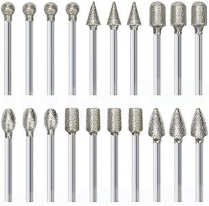 Stone Carving Set Polishing Diamond Burrs, Rotary Tools Accessories Grinding Burrs with 1/8 inch Shank For Carving, Engraving, Grinding, Polishing Stone, Glass, Jewelry, Ceramics, Rock