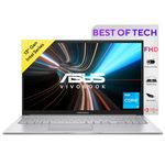 ASUS Vivobook 15, Intel Core i3-1315U, 13th Gen, 8GB RAM, 512GB SSD, FHD, 15.6"/39.62cm, Windows 11, MS Office, Silver, 1.7KG, X1504VA-NJ320WS, Backlit Keyboard, Thin and Light Laptop