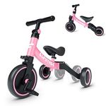 besrey 5 In 1 Toddler Bike For 10 Month To 4 Years Old Kids, Toddler Tricycle Kids Trikes Tricycle, Gift & Toys For Boy & Girl, Balance Training, Removable Pedals, Pink