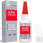 30g Glass Glue Fast Dry, Glass Glue Strong Clear, Super Glue All Purpose, Bonding for Glass, Wood, Ceramics, Metal, Plastic, Waterproof, and Heat-Resistant (glass)