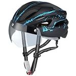 Adult Bike Helmet,Lightweight Bicycle Helmet with Detachable Magnetic Goggles, UV Protective Cycling Helmets with Sun Visor Detachable Lining and Vents, Adjustable Size 22-24in