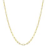 ALEXCRAFT Gold Necklace, Gold Chain Necklace, Long Gold Necklace, 14ct Gold Plated 24 IN Paperclip Necklace for Women Girls Men