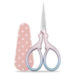 Embroidery Scissors Small Craft Stainless Steel Scissors for Sewing Threading Needlework Handicraft Trimming 1pcs with Fake Leather Scissors Cover Pink