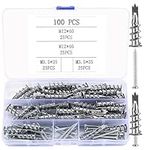 100 Pcs Plasterboard Fixings, Plasterboard Wall Plugs with Plasterboard Screws, Heavy Duty Self Drilling Raw Plugs and Screws, Cavity Wall Fixing Screws and Drywall Anchors, Self-Dry Wall Plugs