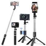 Selfie Stick Tripod Stand 40inch/102cm, 3 in 1 Multifunctional Selfie Stick 360° Rotation Phone Holder for Vlogging, Designed for All Smartphones