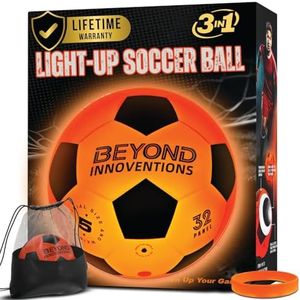 Light Up Soccer Ball - Soccer Gifts for Boys & Girls 8-15+ Year Old- Glow in the Dark Soccer Ball | Size 5 | Cool Birthday Gift Ideas for Kids / Teen - Glow Up Soccer Christmas Toys for Girls and Boys
