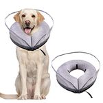 Petyoung Inflatable Dog Cone with Enhanced Anti Licking Baffle for Small Medium and Large Dogs, Soft Cone for Dogs After Surgery to Stop Licking and Scratching