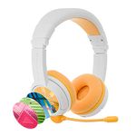 BuddyPhones School+ Wireless Volume Limiting Educational Kids Headphones with Boom Microphone - Safe Audio Voice Enhancing Bluetooth Study Headphones, Foldable, Adjustable, 20-Hrs Battery Life, Yellow