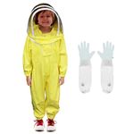 Luwint Kids Beekeeping Suits - Children Full Body Cotton Beekeeper Suit with Ventilated Fencing Veil Hood (4.6ft Height)