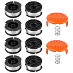 String Trimmer Spool and Line Replacement for Black & Decker, 30ft 0.065 String Trimmer Spool Replacement, AF-100 Spool, Weed Eater Spool, Auto Feed Trimmer String(8 Spools+2 Spool Caps+2 Springs)